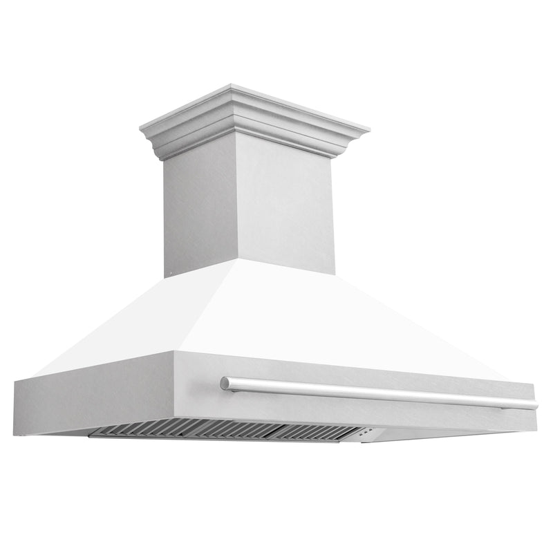 ZLINE 48 In. DuraSnow® Stainless Steel Range Hood with White Matte Shell, 8654SNX-WM48