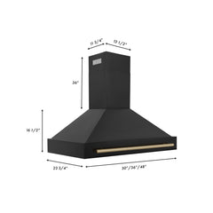 ZLINE 48 in. Autograph Edition Black Stainless Steel Range Hood with Champagne Bronze Handle, BS655Z-48-CB