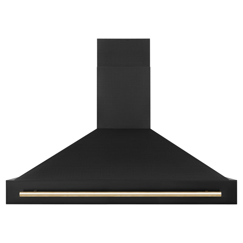 ZLINE 48 in. Autograph Edition Black Stainless Steel Range Hood with Gold Handle, BS655Z-48-G