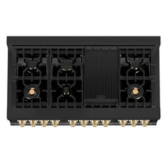 ZLINE 48 in. Autograph Edition Gas Range in Black Stainless Steel with Gold Accents, RGBZ-48-G