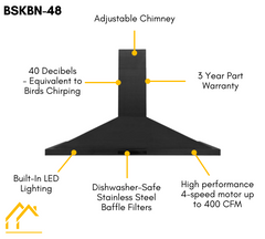 ZLINE Appliance Package - 48 In. Dual Fuel Range with Brass Burners, Microwave Oven, Range Hood in Black Stainless Steel, 3KP-RABRHMWO-48