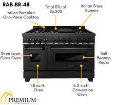 ZLINE Appliance Package - 48 in. Dual Fuel Range, Range Hood, Microwave Oven, Dishwasher, Refrigerator, 5KPR-RABRH48-MWDWV