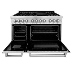 ZLINE Appliance Package - 48 In. Dual Fuel Range, 700CFM Range Hood,  Microwave Oven, 3KP-RARHC48-MO