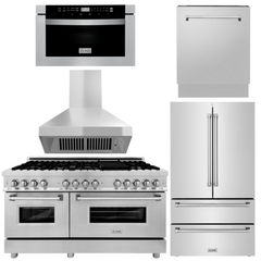 ZLINE 5-Piece Appliance Bundle - 60 In. Range, Range Hood, Refrigerator, Microwave and Dishwasher in Stainless Steel, Bundle-5KPR-RARH60-MWDWV