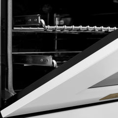 ZLINE 60 Inch Autograph Edition Dual Fuel Range in Stainless Steel with White Matte Door and Champagne Bronze Accents, RAZ-WM-60-CB