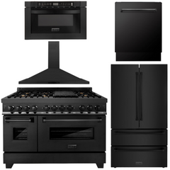 ZLINE Appliance Package - 48 in. Dual Fuel Range, Range Hood, Microwave Oven, Dishwasher, Refrigerator, 5KPR-RABRH48-MWDWV
