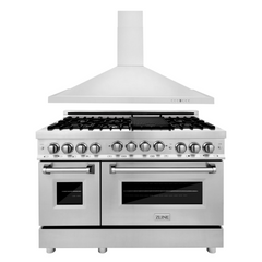 ZLINE Appliance Package - 48 in. Gas Range, 48 in. Range Hood, 2KP-RGRH48