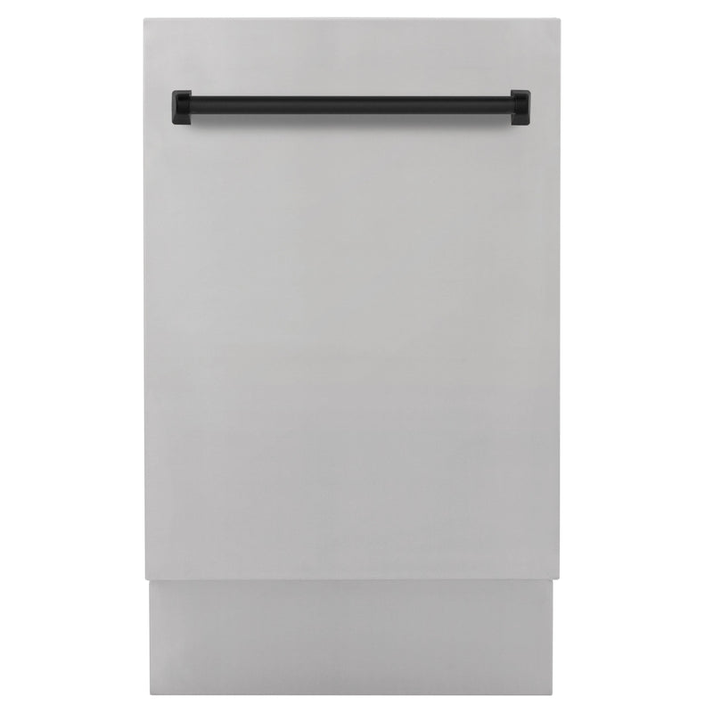 ZLINE Autograph Edition 18 in. Dishwasher in Stainless Steel with Matte Black Handle, DWVZ-304-18-MB