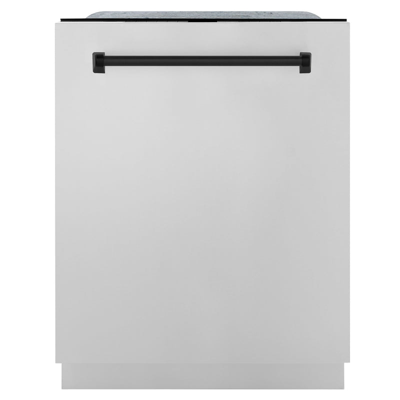 ZLINE Autograph Edition 24 In. Tall Dishwasher, Touch Control, in Stainless Steel with Matte Black Handle, DWMTZ-304-24-MB