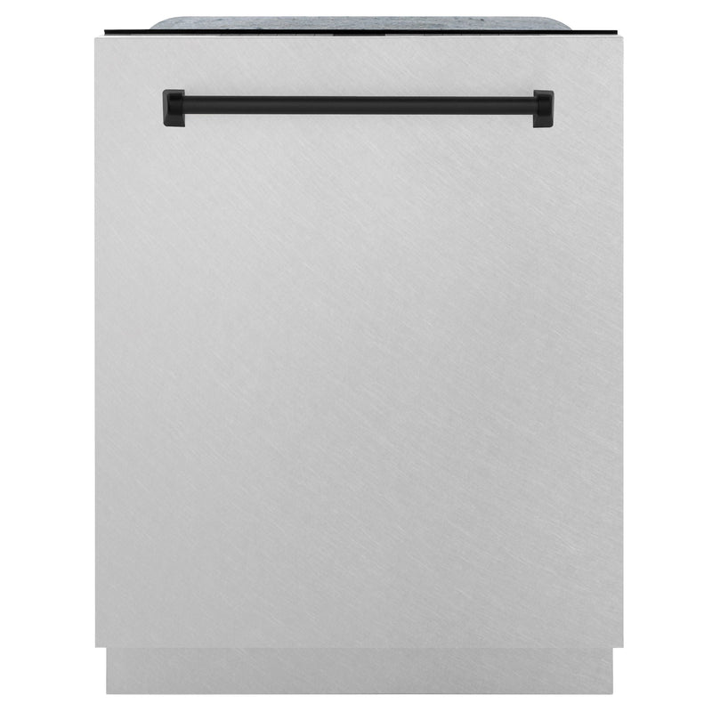 ZLINE Autograph Edition 24 in. Tall Dishwasher, Touch Control in DuraSnow® Stainless Steel with Matte Black Handle, DWMTZ-SN-24-MB