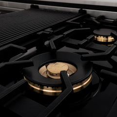 ZLINE Autograph Edition 48 In. Rangetop with 7 Gas Burners in Stainless Steel and Champagne Bronze Accents, RTZ-48-CB