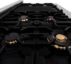 ZLINE Autograph Edition 48 In. Rangetop with 7 Gas Burners in Stainless Steel and Champagne Bronze Accents, RTZ-48-CB