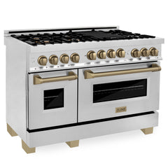 ZLINE Autograph Edition 48 Inch 6.0 cu. ft. Range with Gas Stove and Gas Oven in Stainless Steel with Champagne Bronze Accents, RGZ-48-CB