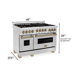 ZLINE Autograph Edition 48 Inch 6.0 cu. ft. Range with Gas Stove and Gas Oven in Stainless Steel with Champagne Bronze Accents, RGZ-48-CB