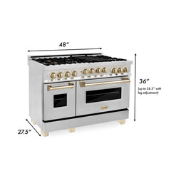 ZLINE Autograph Edition 48 Inch 6.0 cu. ft. Gas Range in Stainless Steel with Gold Accents, RGZ-48-G