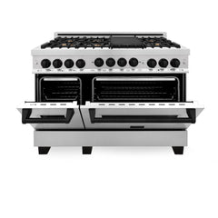 ZLINE Autograph Edition 48 Inch 6.0 cu. ft. Gas Range in Stainless Steel with Matte Black Accents, RGZ-48-MB