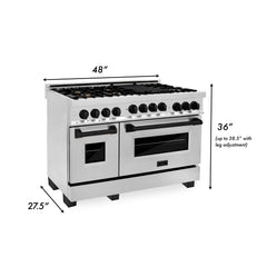 ZLINE Autograph Edition 48 Inch 6.0 cu. ft. Gas Range in Stainless Steel with Matte Black Accents, RGZ-48-MB