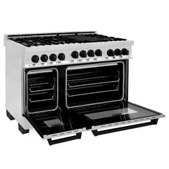 ZLINE Autograph Edition 48 Inch 6.0 cu. ft. Gas Range in Stainless Steel with Matte Black Accents, RGZ-48-MB