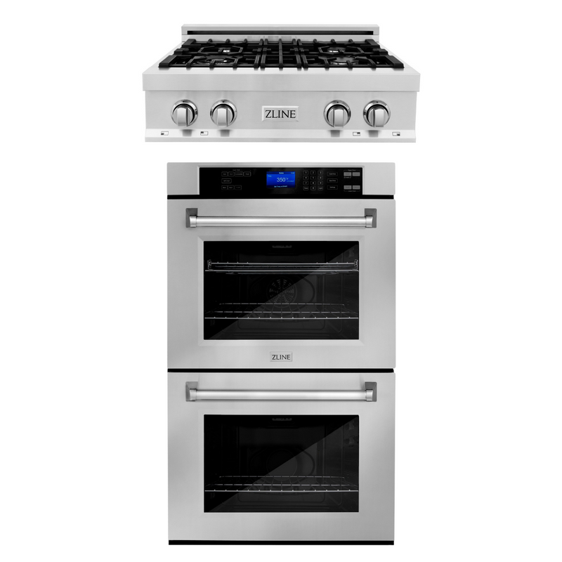 ZLINE Kitchen Package with 30 in. Stainless Steel Rangetop and 30 in. Double Wall Oven, 2KP-RTAWD30