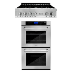 ZLINE Kitchen Package with 36 in. Stainless Steel Rangetop and 30 in. Double Wall Oven, 2KP-RTAWD36