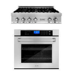 ZLINE Kitchen Package with 36 in. Stainless Steel Rangetop and 30 in. Single Wall Oven, 2KP-RTAWS36