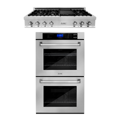 ZLINE Kitchen Package with 48 in. Stainless Steel Rangetop and 30 in. Double Wall Oven, 2KP-RTAWD48