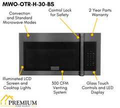 ZLINE Appliance Package - 30 in. Gas Range, Microwave, Refrigerator in Black Stainless, 3KPR-RGBOTRH30