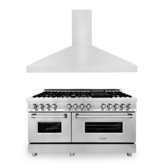 ZLINE 60 in. Dual Fuel Range & 60 in. Range Hood Package, 2KP-RARH60