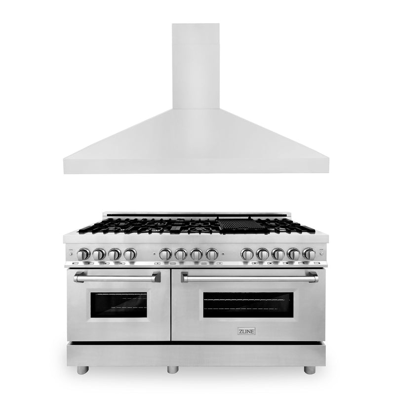 ZLINE 60 in. Dual Fuel Range & 60 in. Range Hood Package, 2KP-RARH60