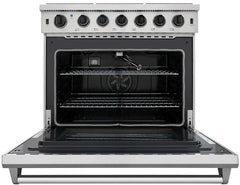 Thor Kitchen Package - 36 in. Propane Gas Range, Range Hood, Refrigerator, Dishwasher, Wine Cooler, AP-LRG3601ULP-TRH-3