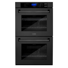 ZLINE Kitchen Package with 36 in. Black Stainless Steel Rangetop and 30 in. Double Wall Oven, 2KP-RTBAWD36