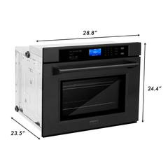 ZLINE Kitchen Package Black Stainless Steel 24 in. Built-in Convection Microwave Oven and 30 in. Single Wall Oven with Self Clean, 2KP-MW24-AWS30BS