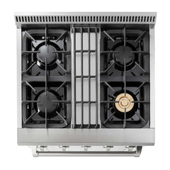 Thor Kitchen Package - 30 in. Gas Burner/Electric Oven Range, Range Hood, Refrigerator, Dishwasher, Wine Cooler, AP-HRD3088U-4