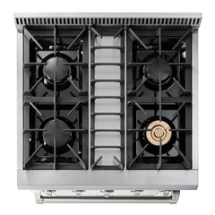 Thor Kitchen Package - 30 In. Gas Range, Range Hood, Refrigerator with Water and Ice Dispenser, Dishwasher, AP-HRG3080U-10