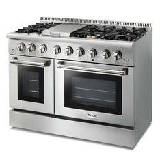 Thor Kitchen Package - 48 In. Gas Burner, Electric Oven Range, Range Hood, Refrigerator, Dishwasher, AP-HRD4803U-W-7