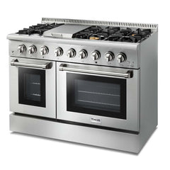 Thor Kitchen Package - 48 In. Gas Burner, Electric Oven Range, Range Hood, Microwave Drawer, AP-HRD4803U-W-4