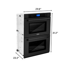 ZLINE Kitchen Package with 36 in. Black Stainless Steel Rangetop and 30 in. Double Wall Oven, 2KP-RTBAWD36