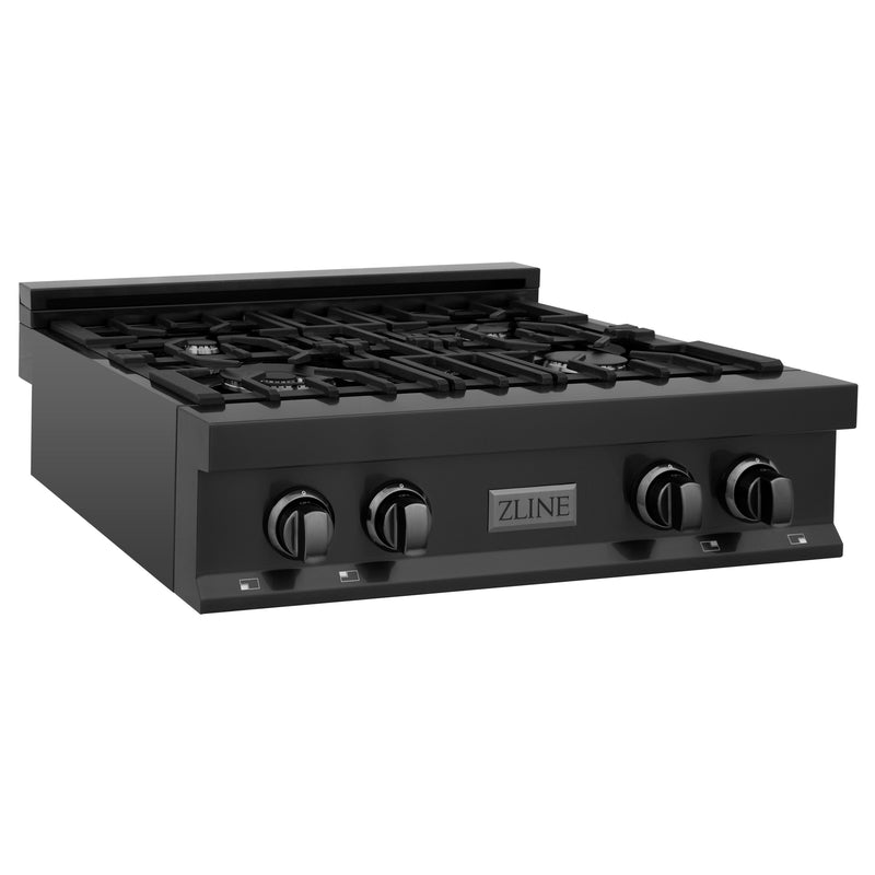 ZLINE 30 in. Rangetop with 4 Gas Burners in Black Stainless Steel, RTB-30