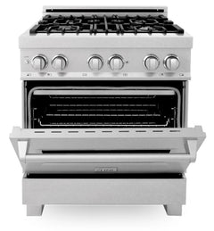 ZLINE 30 in. Kitchen Package with DuraSnow® Stainless Dual Fuel Range, Ducted Vent Range Hood and Tall Tub Dishwasher, 3KP-RASRH30-DWV