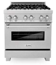 ZLINE 30 in. Kitchen Package with DuraSnow® Stainless Dual Fuel Range, Ducted Vent Range Hood and Tall Tub Dishwasher, 3KP-RASRH30-DWV