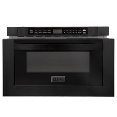 ZLINE Appliance Package - 48 in. Gas Range, Range Hood, Microwave Drawer, Dishwasher in Black, 4KP-RGBRH48-MWDW