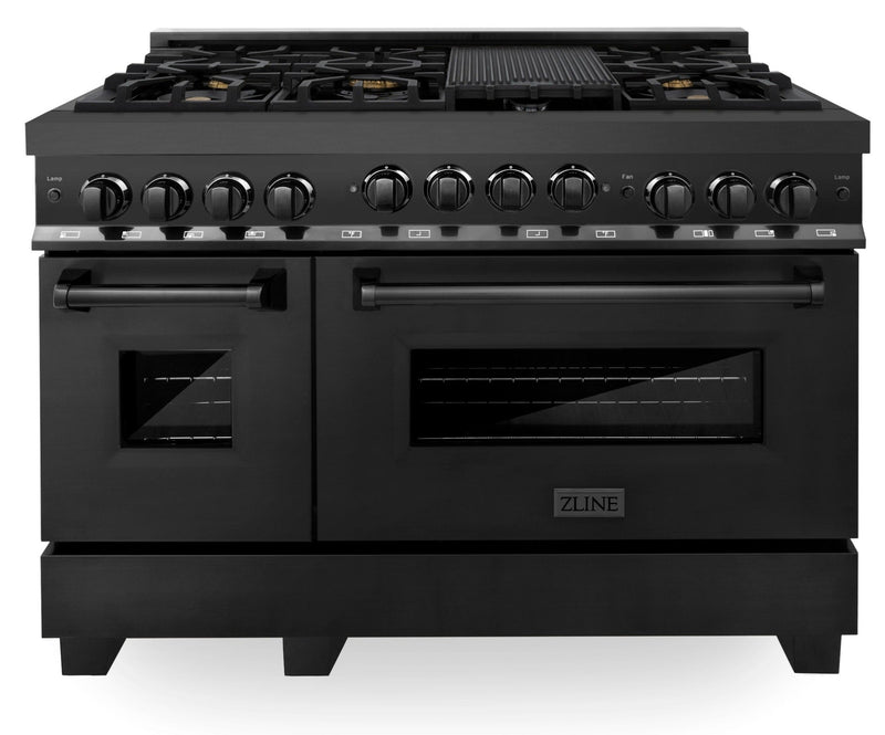 ZLINE 48 in. Professional Gas Burner/Gas Oven in Black Stainless with Brass Burners, RGB-48