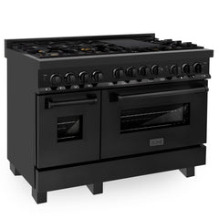 ZLINE 48 in. Professional Gas Burner/Gas Oven in Black Stainless with Brass Burners, RGB-48