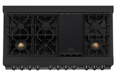 ZLINE Appliance Package - 48 in. Gas Range, Range Hood, Dishwasher in Black, 3KP-RGBRH48-DW