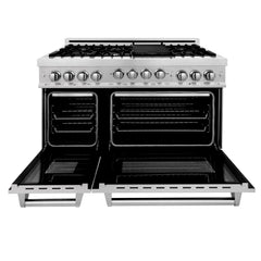 ZLINE 48" Range 6.0 cu. ft. with Gas Stove and Gas Oven in DuraSnow® Stainless Steel, RGS-SN-48