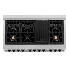 ZLINE Autograph Edition 48 in. Gas Range in DuraSnow® with White Matte Door and Matte Black Accents, RGSZ-WM-48-MB