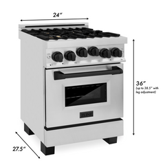 ZLINE Autograph Edition 24 in. Range with Gas Burner and Gas Oven in Stainless Steel with Matte Black Accents, RGZ-24-MB