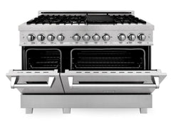 ZLINE 48 in. Kitchen Package with DuraSnow® Stainless Dual Fuel Range, Ducted Vent Range Hood and Dishwasher, 3KP-RASRH48-DW