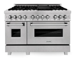 ZLINE 48 in. Kitchen Package with DuraSnow® Stainless Dual Fuel Range, Ducted Vent Range Hood and Tall Tub Dishwasher, 3KP-RASRH48-DWV