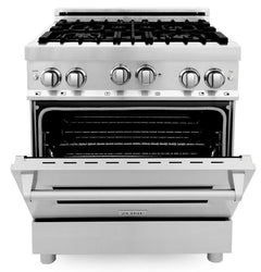 ZLINE Appliance Bundle - 30 in. Gas Range, 30 in. Range Hood, Microwave Drawer, 3 Rack Dishwasher, Refrigerator, Bundle-5KPR-RGRH30-MWDWV